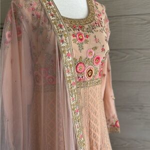 Floral Anarkali with Gold Accents